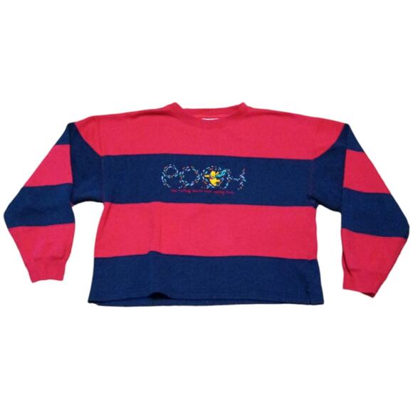 Vintage 90s Disney Pooh Striped Embroidered Sweatshirt size XL - Picture 4 of 6